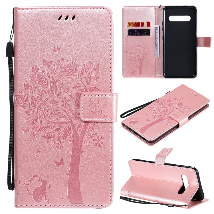 Tree & Cat Embossed Pattern Horizontal Flip Leather Case with Holder & Card Slots & Wallet & Lanyard, For LG V60 ThinQ 5G, For Motorola Moto G Power