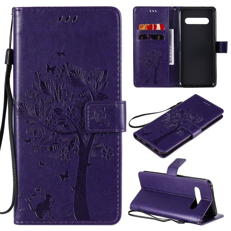 Tree & Cat Embossed Pattern Horizontal Flip Leather Case with Holder & Card Slots & Wallet & Lanyard, For LG V60 ThinQ 5G, For Motorola Moto G Power