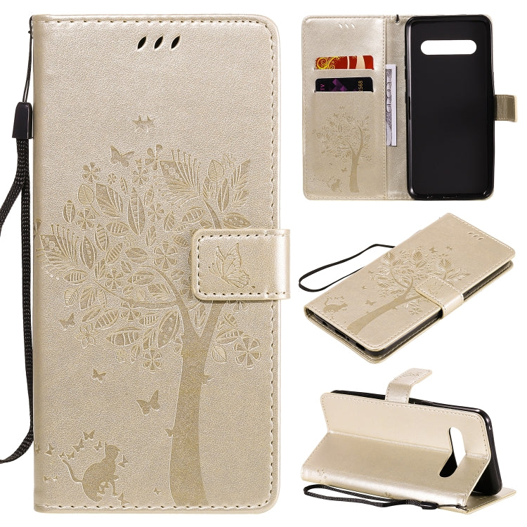 Tree & Cat Embossed Pattern Horizontal Flip Leather Case with Holder & Card Slots & Wallet & Lanyard, For LG V60 ThinQ 5G, For Motorola Moto G Power