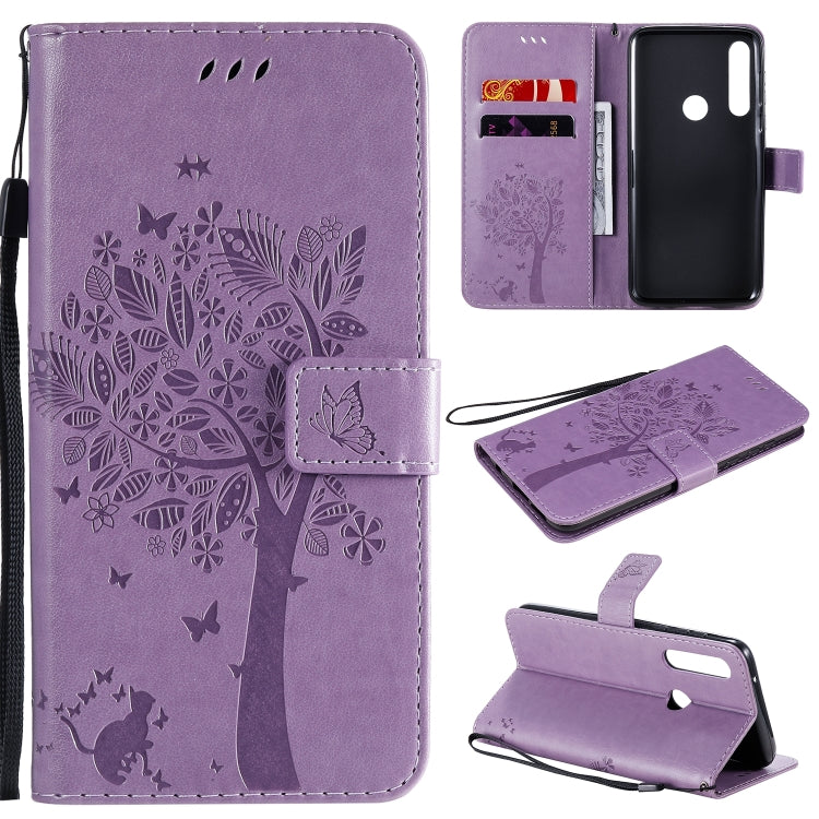 Tree & Cat Embossed Pattern Horizontal Flip Leather Case with Holder & Card Slots & Wallet & Lanyard, For LG V60 ThinQ 5G, For Motorola Moto G Power