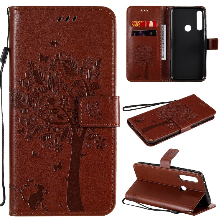 Tree & Cat Embossed Pattern Horizontal Flip Leather Case with Holder & Card Slots & Wallet & Lanyard, For LG V60 ThinQ 5G, For Motorola Moto G Power