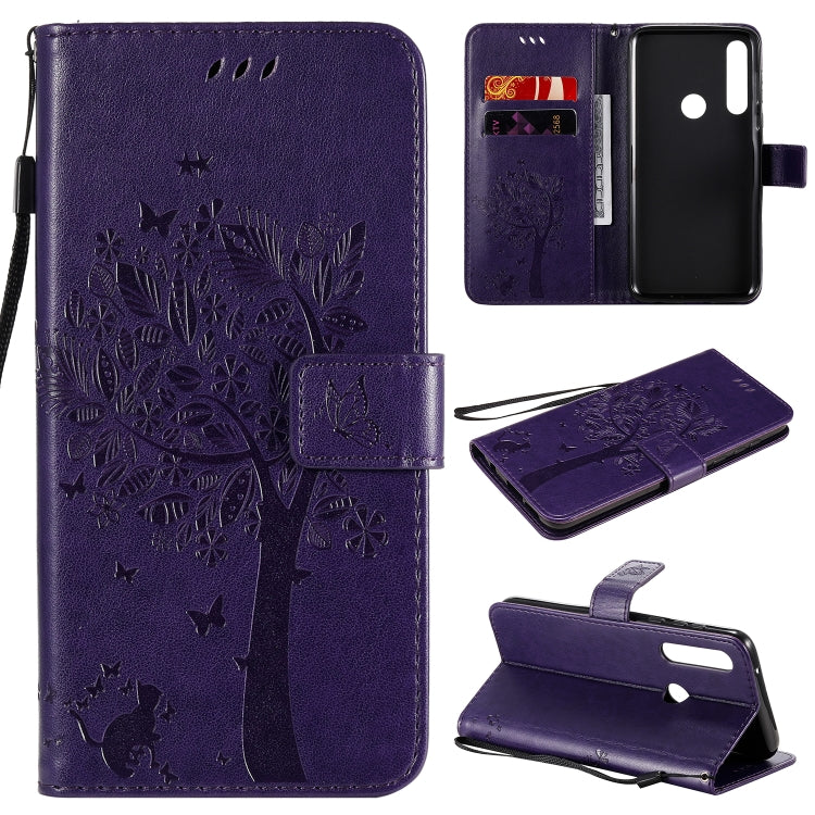 Tree & Cat Embossed Pattern Horizontal Flip Leather Case with Holder & Card Slots & Wallet & Lanyard, For LG V60 ThinQ 5G, For Motorola Moto G Power