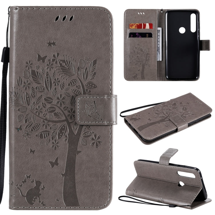 Tree & Cat Embossed Pattern Horizontal Flip Leather Case with Holder & Card Slots & Wallet & Lanyard, For LG V60 ThinQ 5G, For Motorola Moto G Power