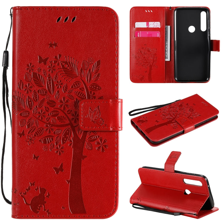 Tree & Cat Embossed Pattern Horizontal Flip Leather Case with Holder & Card Slots & Wallet & Lanyard, For LG V60 ThinQ 5G, For Motorola Moto G Power