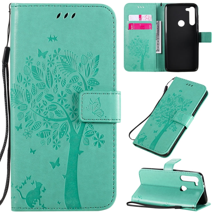 Tree & Cat Embossed Pattern Horizontal Flip Leather Case with Holder & Card Slots & Wallet & Lanyard, For Motorola Moto G8 Power Lite, For Motorola Moto G8 Power