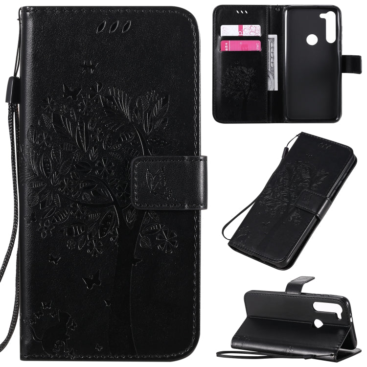 Tree & Cat Embossed Pattern Horizontal Flip Leather Case with Holder & Card Slots & Wallet & Lanyard, For Motorola Moto G8 Power Lite, For Motorola Moto G8 Power