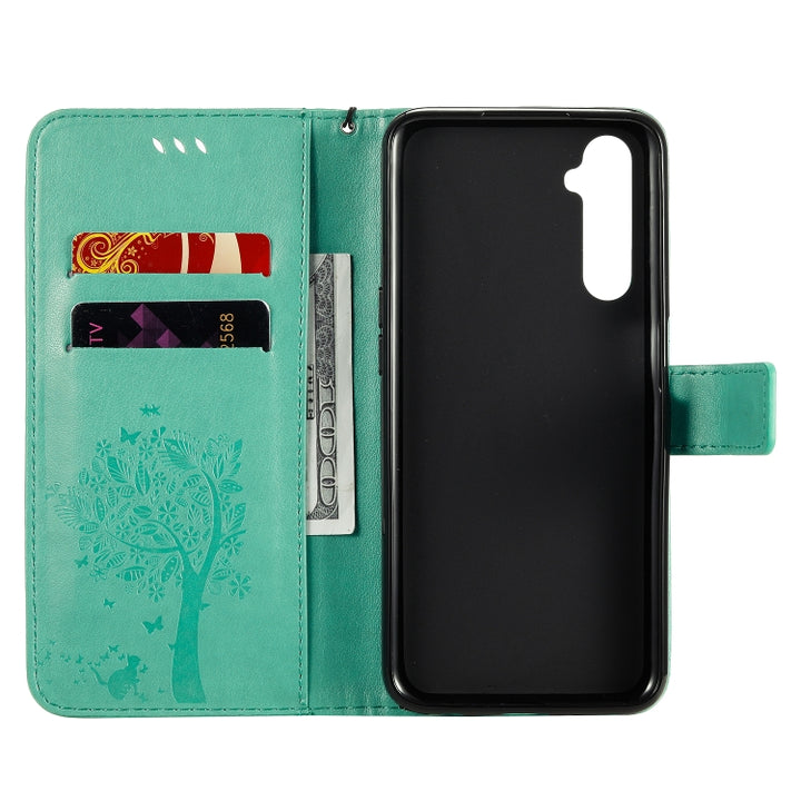 Tree & Cat Embossed Pattern Horizontal Flip Leather Case with Holder & Card Slots & Wallet & Lanyard, For OPPO Realme 6, For Xiaomi Redmi K30 Pro