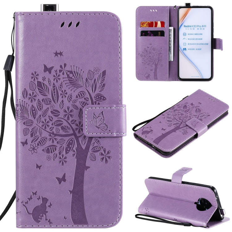 Tree & Cat Embossed Pattern Horizontal Flip Leather Case with Holder & Card Slots & Wallet & Lanyard, For OPPO Realme 6, For Xiaomi Redmi K30 Pro