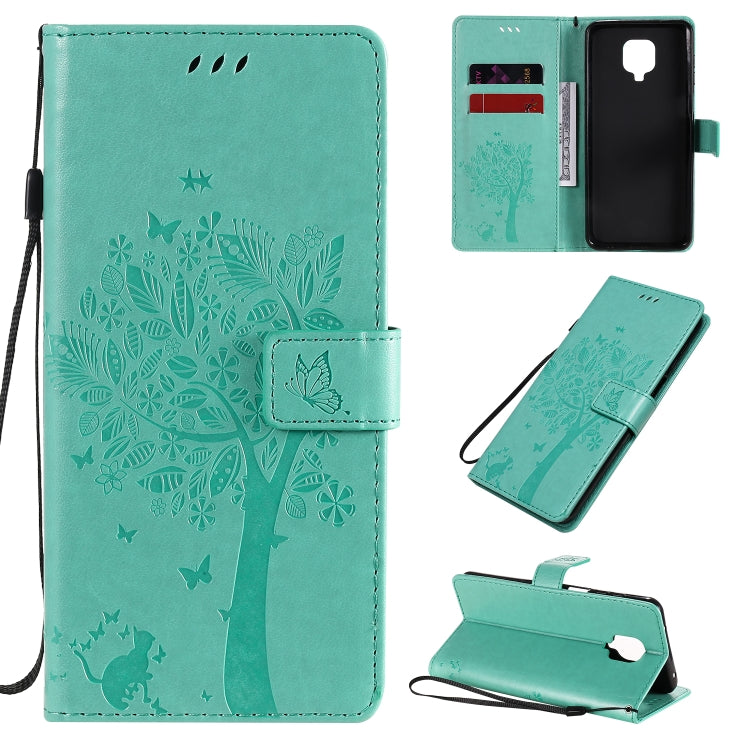 Tree & Cat Embossed Pattern Horizontal Flip Leather Case with Holder & Card Slots & Wallet & Lanyard, For Xiaomi Redmi Note 9 Pro, For Xiaomi Redmi Note 9