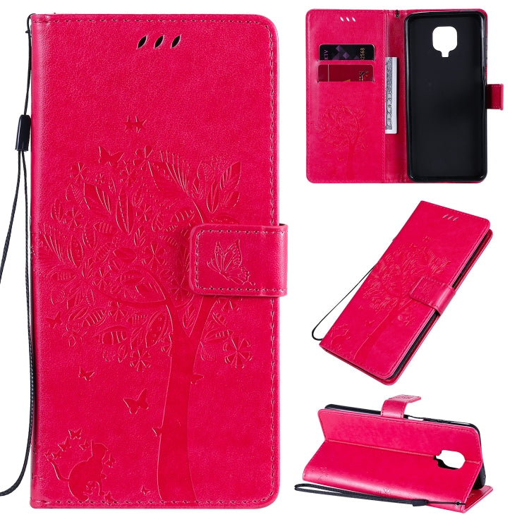 Tree & Cat Embossed Pattern Horizontal Flip Leather Case with Holder & Card Slots & Wallet & Lanyard, For Xiaomi Redmi Note 9 Pro, For Xiaomi Redmi Note 9