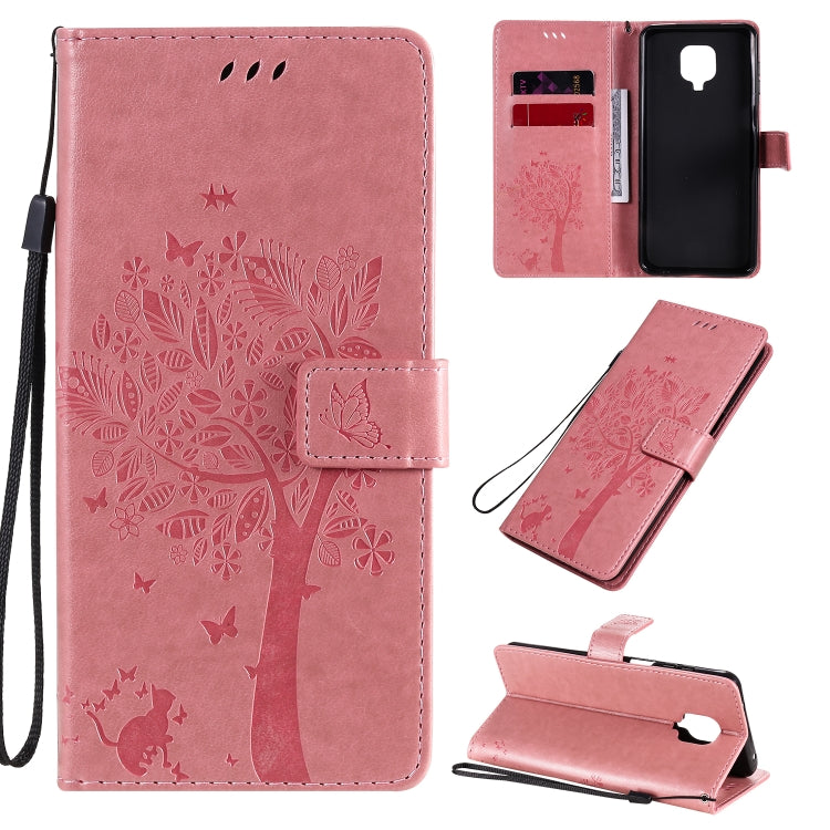 Tree & Cat Embossed Pattern Horizontal Flip Leather Case with Holder & Card Slots & Wallet & Lanyard, For Xiaomi Redmi Note 9 Pro, For Xiaomi Redmi Note 9