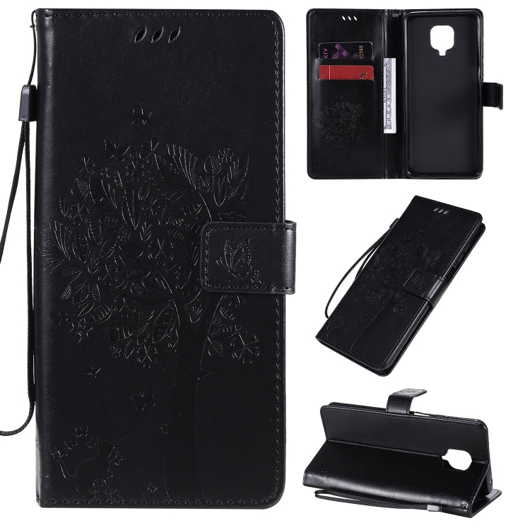 Tree & Cat Embossed Pattern Horizontal Flip Leather Case with Holder & Card Slots & Wallet & Lanyard, For Xiaomi Redmi Note 9 Pro, For Xiaomi Redmi Note 9