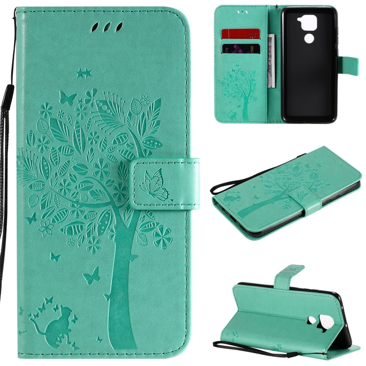 Tree & Cat Embossed Pattern Horizontal Flip Leather Case with Holder & Card Slots & Wallet & Lanyard, For Xiaomi Redmi Note 9 Pro, For Xiaomi Redmi Note 9