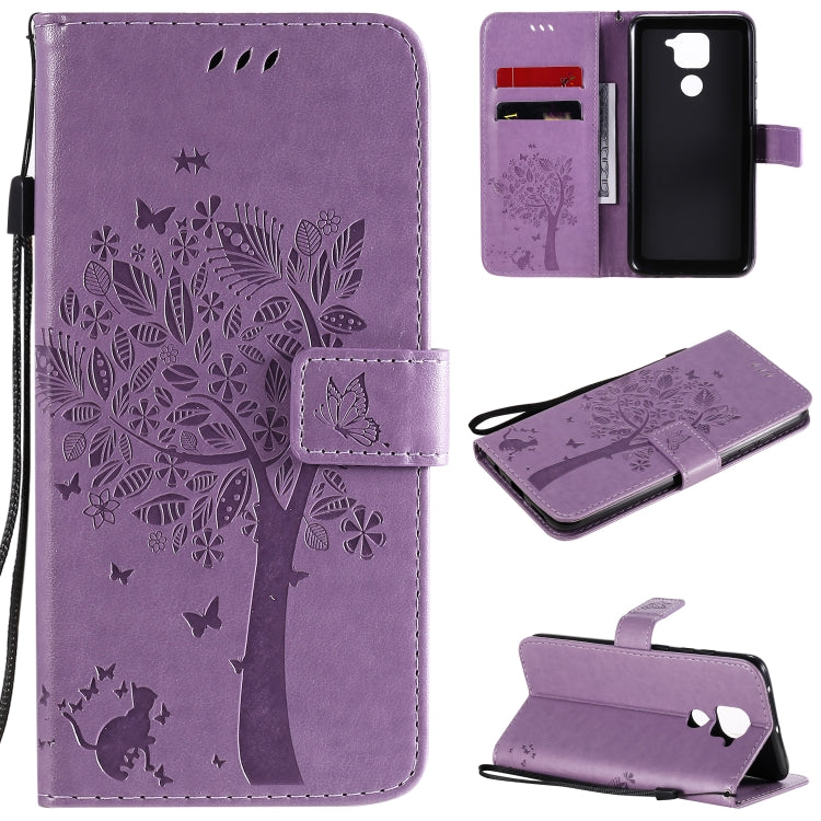 Tree & Cat Embossed Pattern Horizontal Flip Leather Case with Holder & Card Slots & Wallet & Lanyard, For Xiaomi Redmi Note 9 Pro, For Xiaomi Redmi Note 9