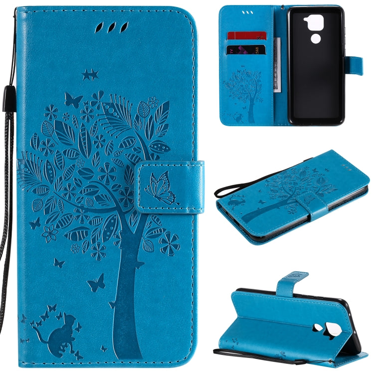 Tree & Cat Embossed Pattern Horizontal Flip Leather Case with Holder & Card Slots & Wallet & Lanyard, For Xiaomi Redmi Note 9 Pro, For Xiaomi Redmi Note 9