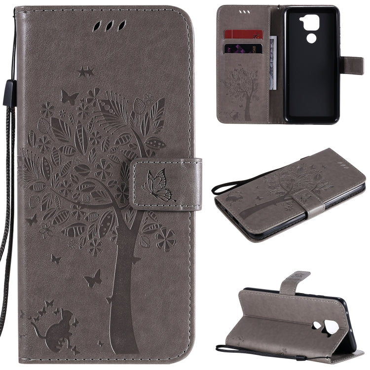 Tree & Cat Embossed Pattern Horizontal Flip Leather Case with Holder & Card Slots & Wallet & Lanyard, For Xiaomi Redmi Note 9 Pro, For Xiaomi Redmi Note 9