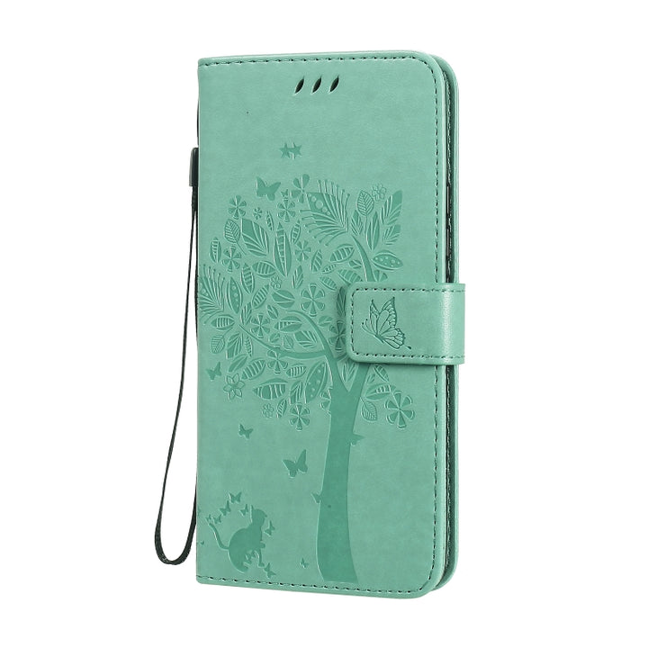 Tree & Cat Embossed Pattern Horizontal Flip Leather Case with Holder & Card Slots & Wallet & Lanyard, For Huawei Nova 7 Pro, For Huawei Nova 7 SE