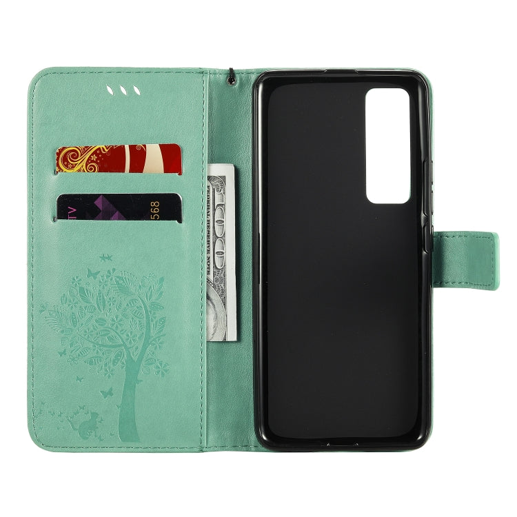 Tree & Cat Embossed Pattern Horizontal Flip Leather Case with Holder & Card Slots & Wallet & Lanyard, For Huawei Nova 7 Pro, For Huawei Nova 7 SE