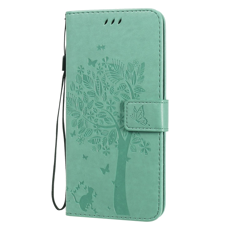 Tree & Cat Embossed Pattern Horizontal Flip Leather Case with Holder & Card Slots & Wallet & Lanyard, For Huawei Nova 7, For Huawei P40 Lite E