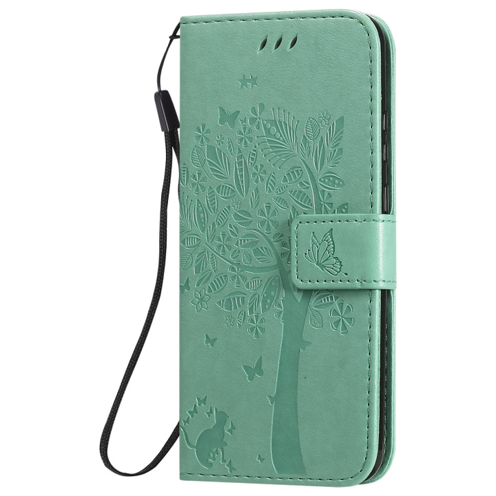 Tree & Cat Embossed Pattern Horizontal Flip Leather Case with Holder & Card Slots & Wallet & Lanyard, For Huawei P Smart 2020, For Huawei Y5p