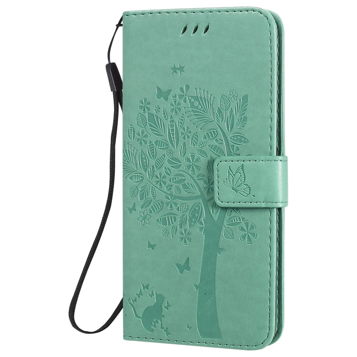 Tree & Cat Embossed Pattern Horizontal Flip Leather Case with Holder & Card Slots & Wallet & Lanyard, For Huawei Honor 30 Pro, For Huawei Honor 30