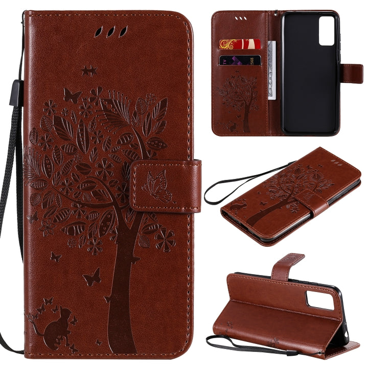 Tree & Cat Embossed Pattern Horizontal Flip Leather Case with Holder & Card Slots & Wallet & Lanyard, For Huawei Honor Play4T Pro, For Nokia 1.3