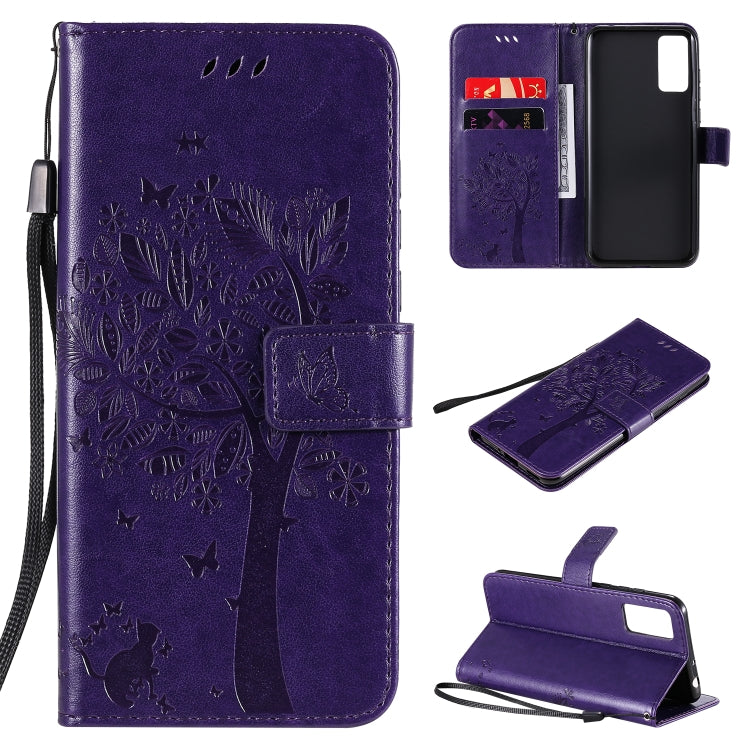 Tree & Cat Embossed Pattern Horizontal Flip Leather Case with Holder & Card Slots & Wallet & Lanyard, For Huawei Honor Play4T Pro, For Nokia 1.3