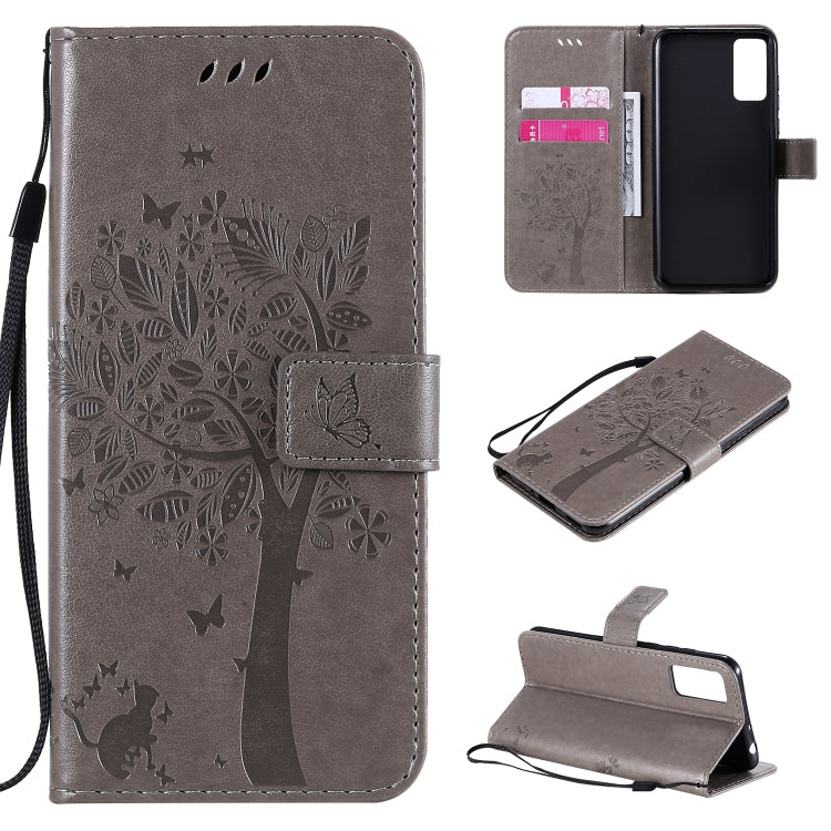 Tree & Cat Embossed Pattern Horizontal Flip Leather Case with Holder & Card Slots & Wallet & Lanyard, For Huawei Honor Play4T Pro, For Nokia 1.3