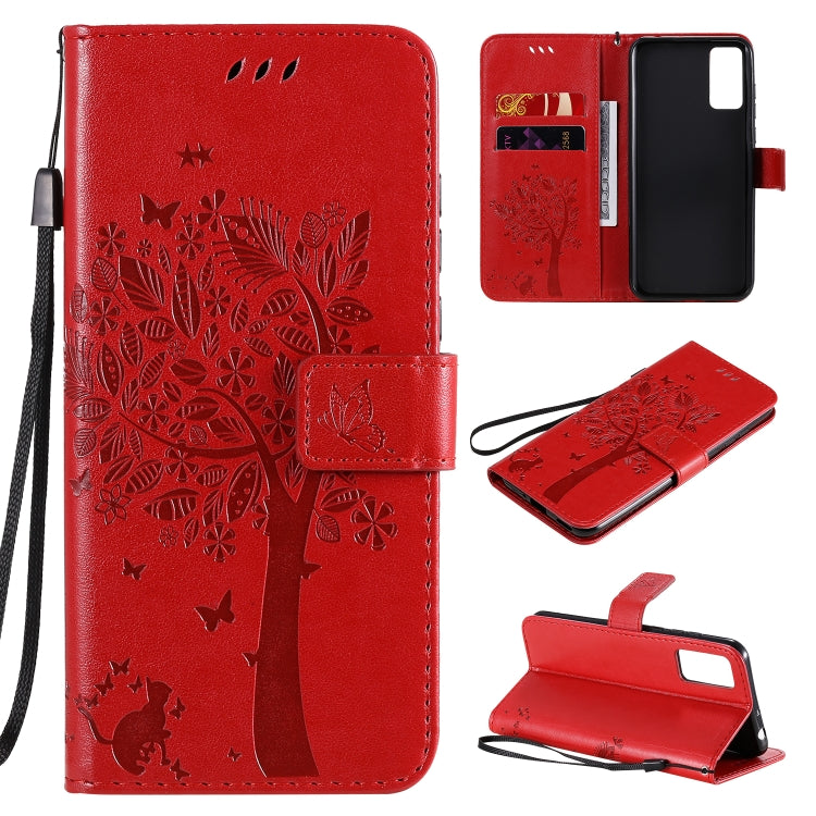 Tree & Cat Embossed Pattern Horizontal Flip Leather Case with Holder & Card Slots & Wallet & Lanyard, For Huawei Honor Play4T Pro, For Nokia 1.3