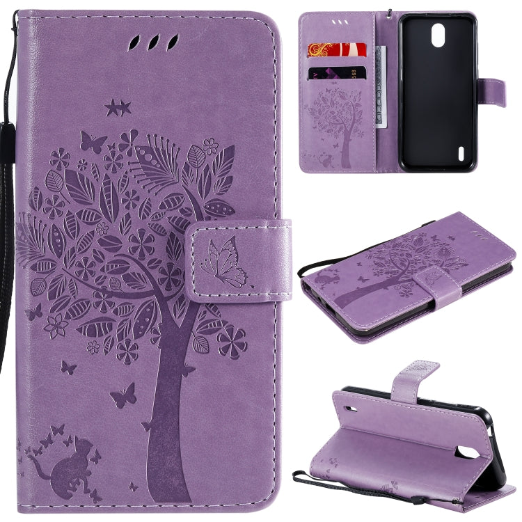 Tree & Cat Embossed Pattern Horizontal Flip Leather Case with Holder & Card Slots & Wallet & Lanyard, For Huawei Honor Play4T Pro, For Nokia 1.3