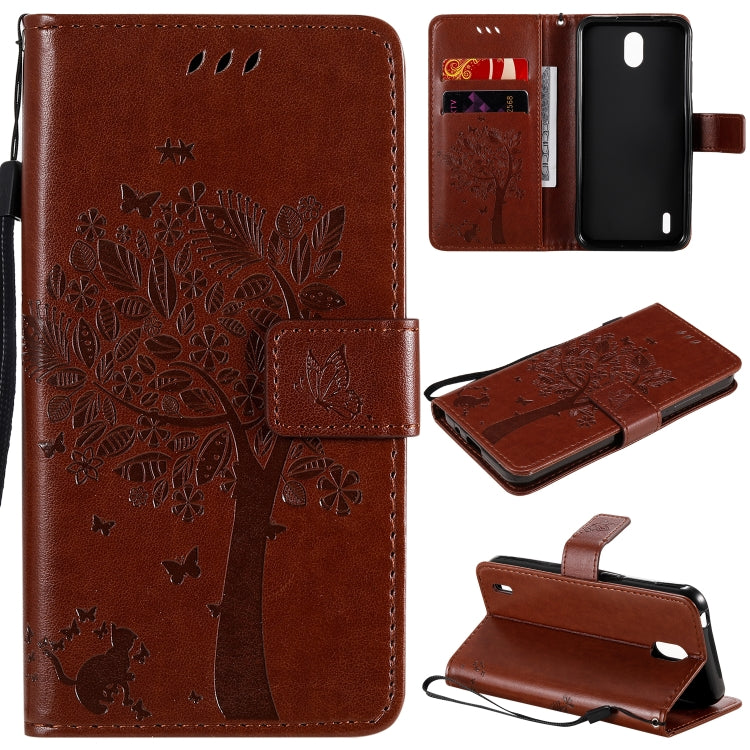 Tree & Cat Embossed Pattern Horizontal Flip Leather Case with Holder & Card Slots & Wallet & Lanyard, For Huawei Honor Play4T Pro, For Nokia 1.3