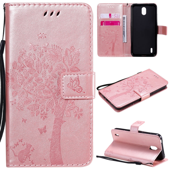 Tree & Cat Embossed Pattern Horizontal Flip Leather Case with Holder & Card Slots & Wallet & Lanyard, For Huawei Honor Play4T Pro, For Nokia 1.3