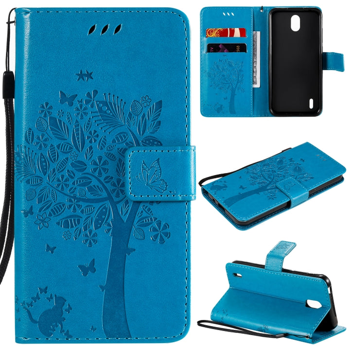 Tree & Cat Embossed Pattern Horizontal Flip Leather Case with Holder & Card Slots & Wallet & Lanyard, For Huawei Honor Play4T Pro, For Nokia 1.3