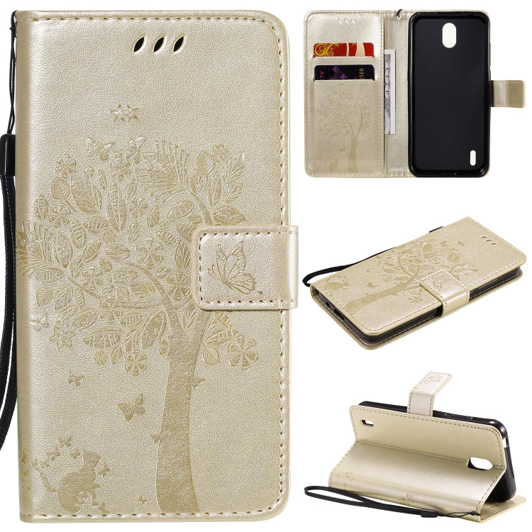 Tree & Cat Embossed Pattern Horizontal Flip Leather Case with Holder & Card Slots & Wallet & Lanyard, For Huawei Honor Play4T Pro, For Nokia 1.3