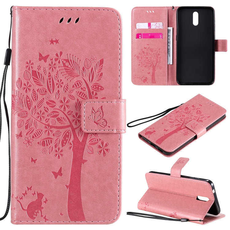 Tree & Cat Embossed Pattern Horizontal Flip Leather Case with Holder & Card Slots & Wallet & Lanyard, For Nokia 2.3, For Samsung Galaxy A21s