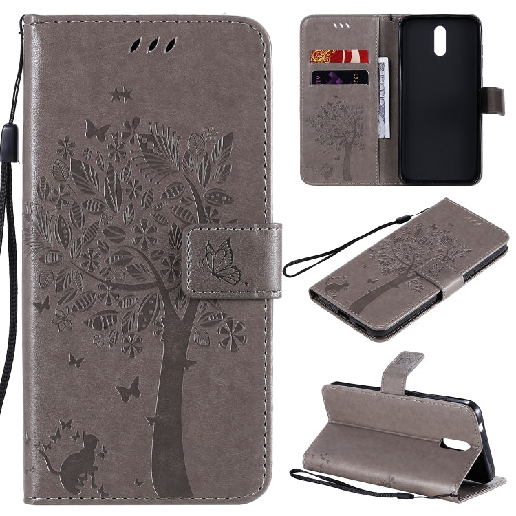 Tree & Cat Embossed Pattern Horizontal Flip Leather Case with Holder & Card Slots & Wallet & Lanyard, For Nokia 2.3, For Samsung Galaxy A21s