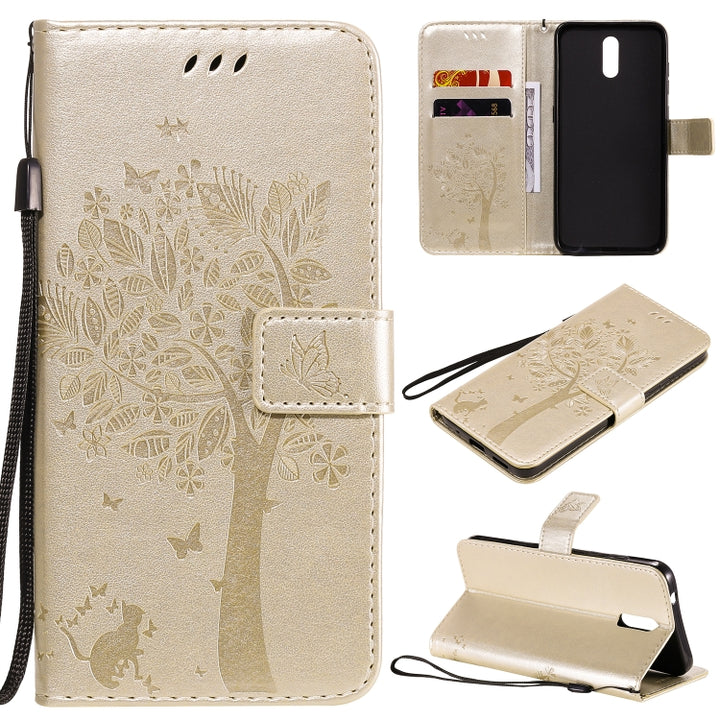 Tree & Cat Embossed Pattern Horizontal Flip Leather Case with Holder & Card Slots & Wallet & Lanyard, For Nokia 2.3, For Samsung Galaxy A21s