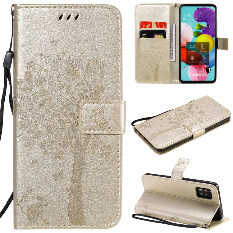 Tree & Cat Embossed Pattern Horizontal Flip Leather Case with Holder & Card Slots & Wallet & Lanyard, For Samsung Galaxy A51 5G, For Samsung Galaxy A71 5G