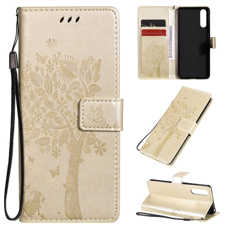 Tree & Cat Embossed Pattern Horizontal Flip Leather Case with Holder & Card Slots & Wallet & Lanyard, For Sony Xperia L4, For Sony Xperia 10 II