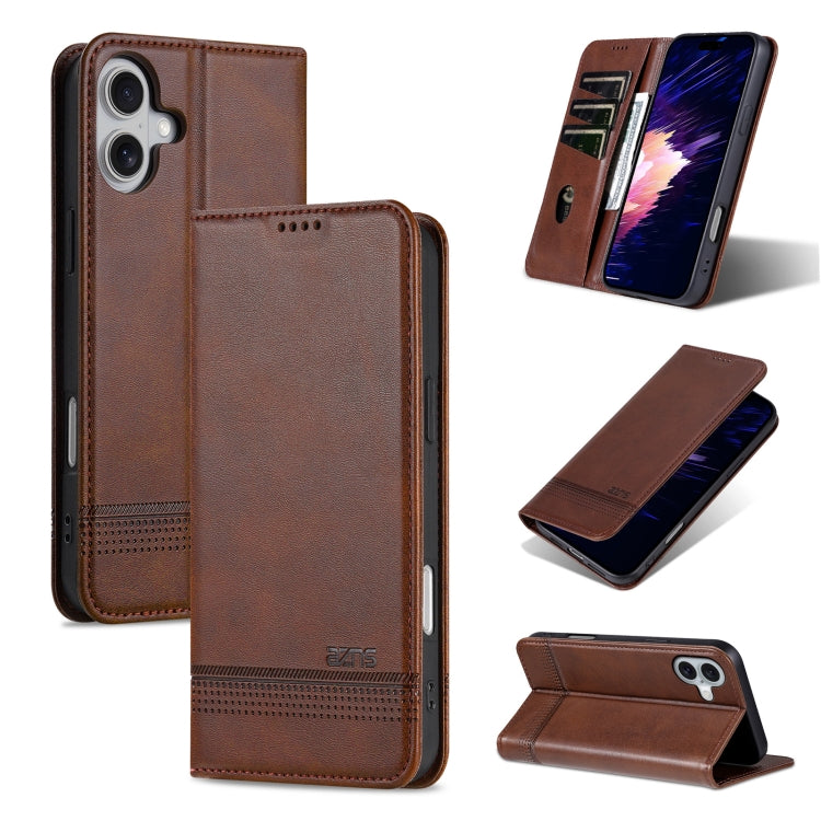 AZNS Magnetic Calf Texture Flip Leather Phone Case, For iPhone 16e, For iPhone 16 Pro Max, For iPhone 16 Pro, For iPhone 16 Plus, For iPhone 16