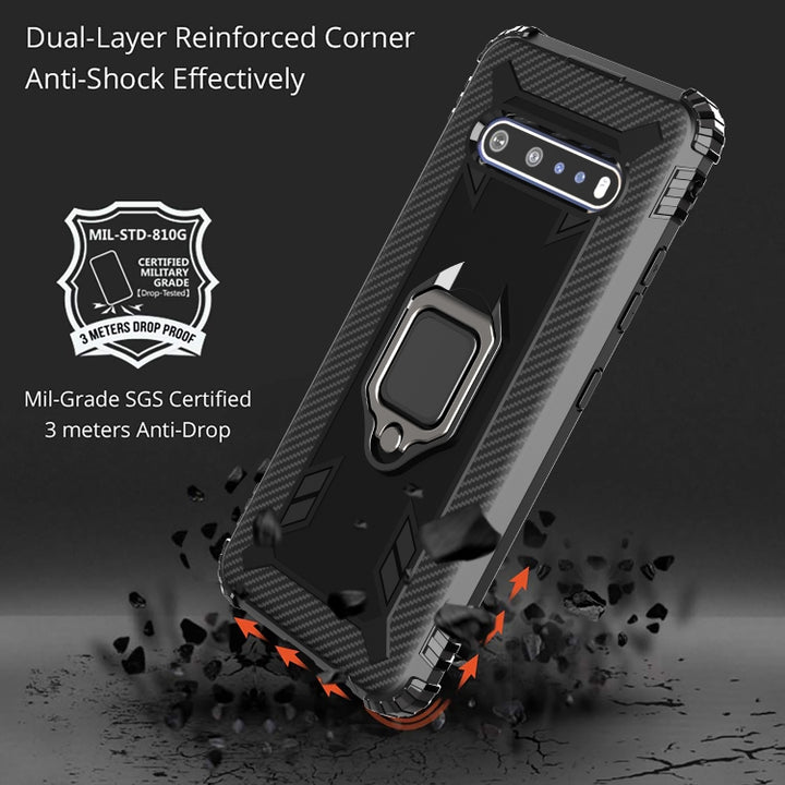 Carbon Fiber Protective Case with 360 Degree Rotating Ring Holder, For LG V60 & V60 ThinQ, For Motorola Moto G Power, For Sony Xperia 1 II, For Sony Xperia 10 II