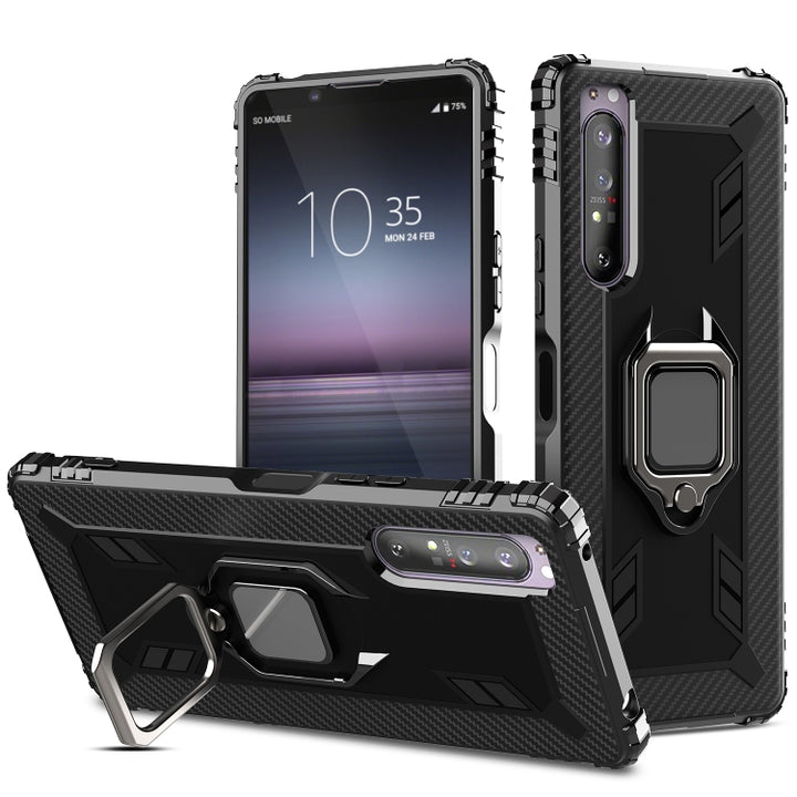 Carbon Fiber Protective Case with 360 Degree Rotating Ring Holder, For LG V60 & V60 ThinQ, For Motorola Moto G Power, For Sony Xperia 1 II, For Sony Xperia 10 II