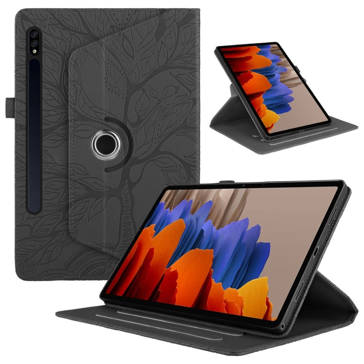 Tree Life Embossed Rotation Leather Tablet Case, For Samsung Galaxy Tab S10 Ultra / S9 Ultra, For Samsung Galaxy Tab S10+ / S9+ / S8+, For Samsung Galaxy Tab S10 / S8 / S7, For Samsung Galaxy Tab S9 / S9 FE, For Samsung Galaxy Tab A7 Lite T220