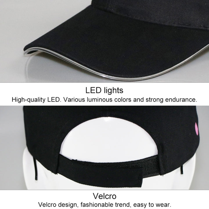 LED Luminous Baseball Cap Male Outdoor Fluorescent Sunhat, Style: Rechargeable, Black Hat Red Light, Black Hat Orange Light, Black  Hat Yellow Light, Black Hat Green Light, Black Hat Blue Light, Black Hat White Light, Black Hat Pink Light