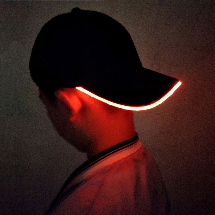 LED Luminous Baseball Cap Male Outdoor Fluorescent Sunhat, Style: Rechargeable, Black Hat Red Light, Black Hat Orange Light, Black  Hat Yellow Light, Black Hat Green Light, Black Hat Blue Light, Black Hat White Light, Black Hat Pink Light