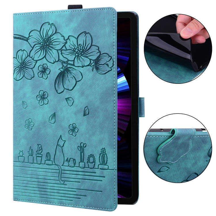 Cartoon Sakura Cat Embossed Smart Leather Tablet Case, For iPad 10.2 2021 / 10.5 2019, For iPad mini 5 / 4 / 3 / 2 / 1, For iPad Pro 9.7 / 9.7 2018 / 2017