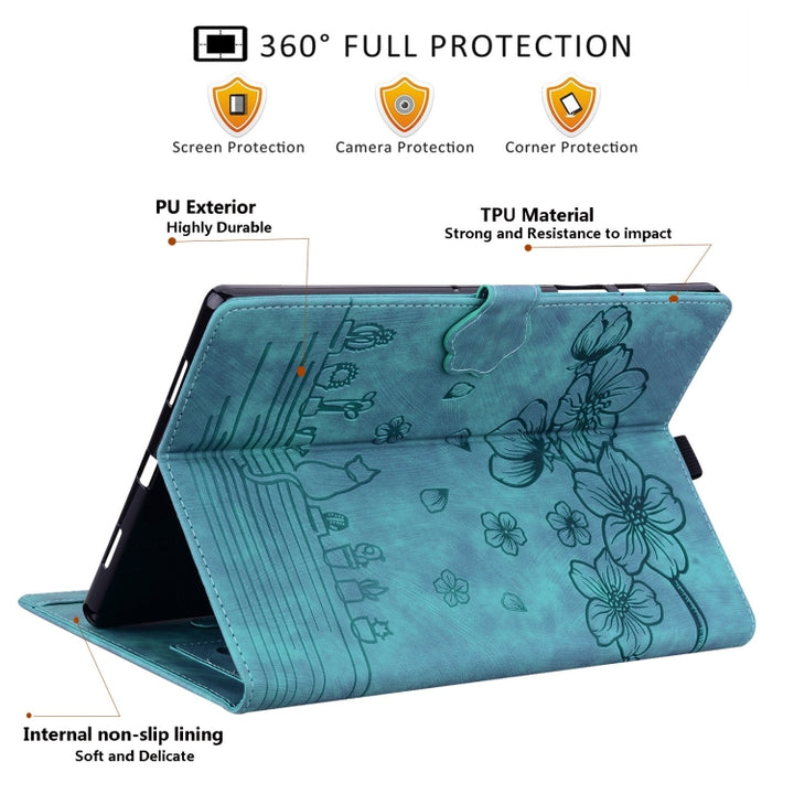 Cartoon Sakura Cat Embossed Smart Leather Tablet Case, For iPad 10.2 2021 / 10.5 2019, For iPad mini 5 / 4 / 3 / 2 / 1, For iPad Pro 9.7 / 9.7 2018 / 2017