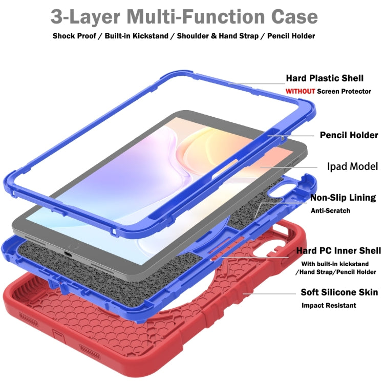 X Rotation PC Hybrid Silicone Tablet Case with Strap, For iPad 10th Gen 10.9 2022, For iPad Air 11 2025 / 2024, For iPad mini 6 / mini 2024, For iPad Pro 11 2024, For iPad Air 2022 10.9 / Pro 11 2022