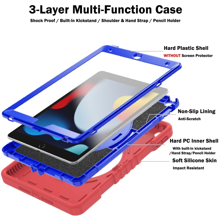 X Rotation PC Hybrid Silicone Tablet Case with Strap, For iPad 10.2 2021 / 2020 / 2019, For iPad Air / Air 2 / 9.7 2018 / 2017