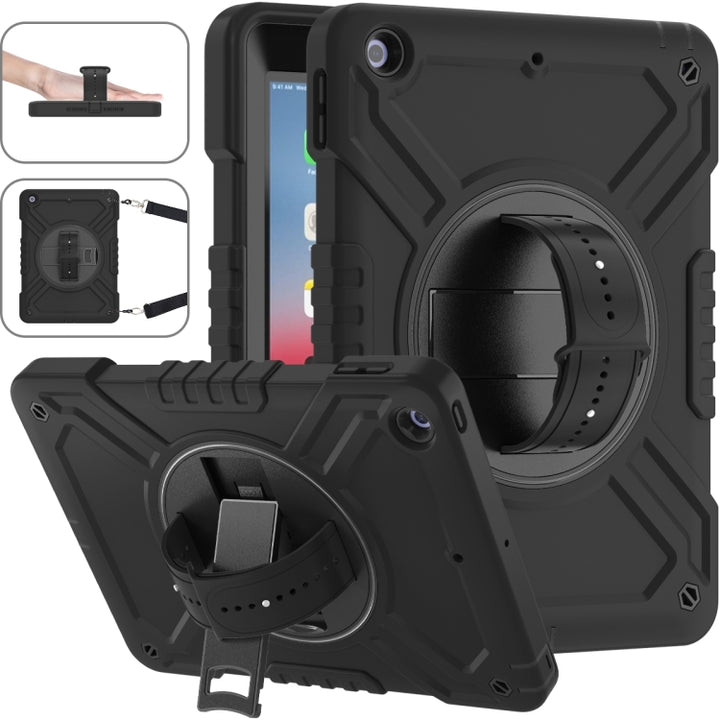 X Rotation PC Hybrid Silicone Tablet Case with Strap, For iPad 10.2 2021 / 2020 / 2019, For iPad Air / Air 2 / 9.7 2018 / 2017